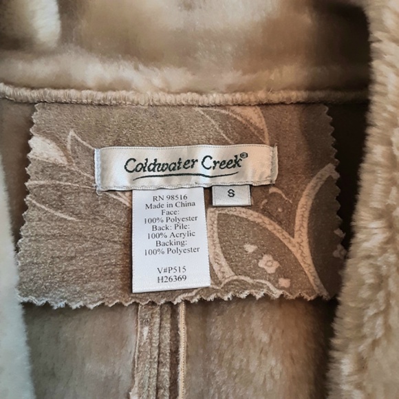 COLDWATER CREEK Faux Suede & Fur Embossed Vest S - Picture 13 of 15
